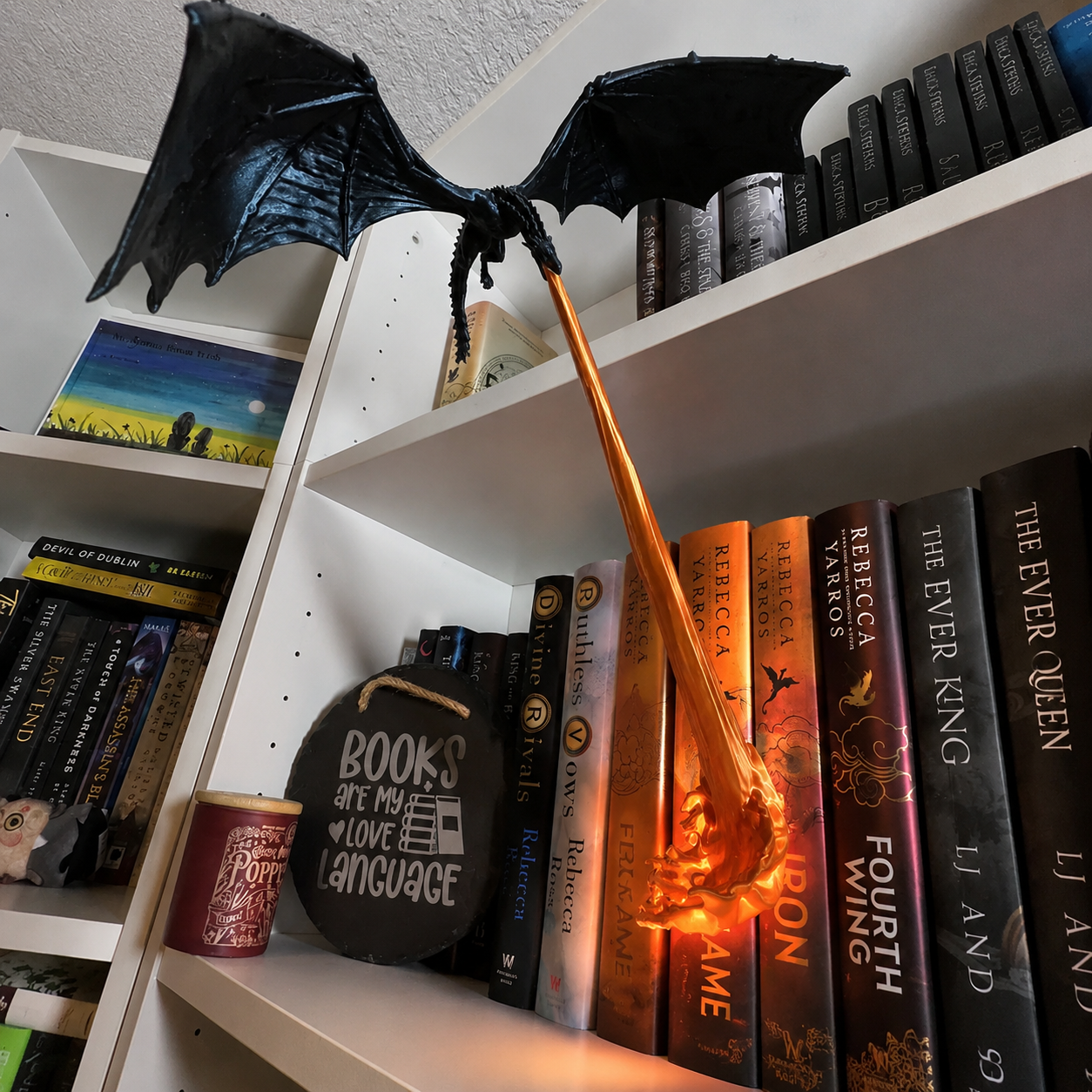 đ Fire-Breathing Dragon Bookshelf Decor Lamp + LED Flame Light Kit
