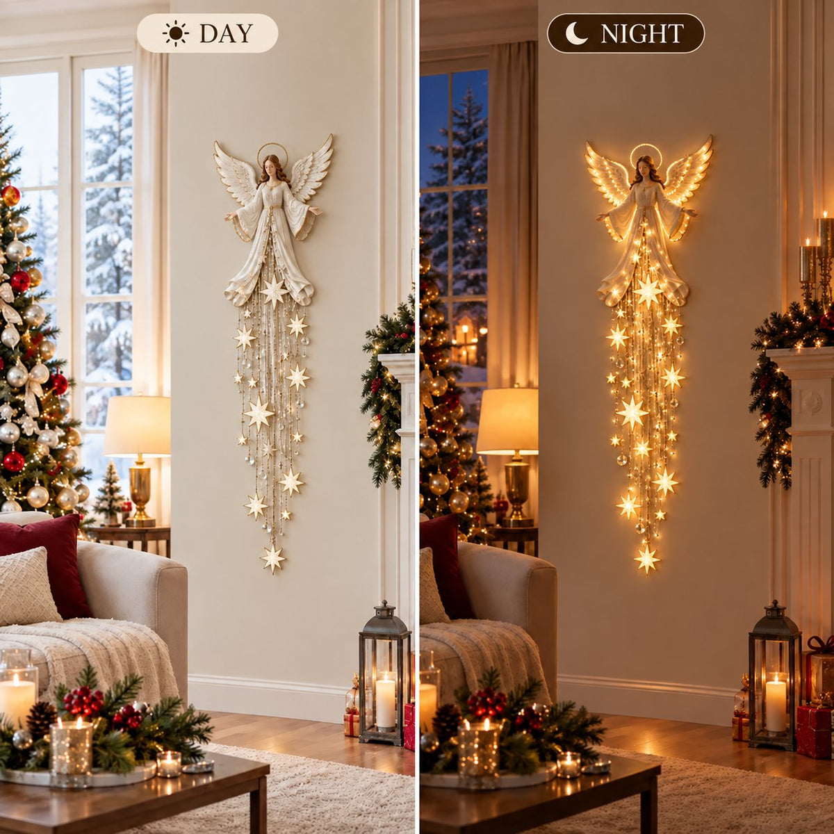 ✨Last Day 50% OFF✨ Angel Blessing Starfall Wall LightTM – Heavenly Christmas Wall Decor(84*20cm)