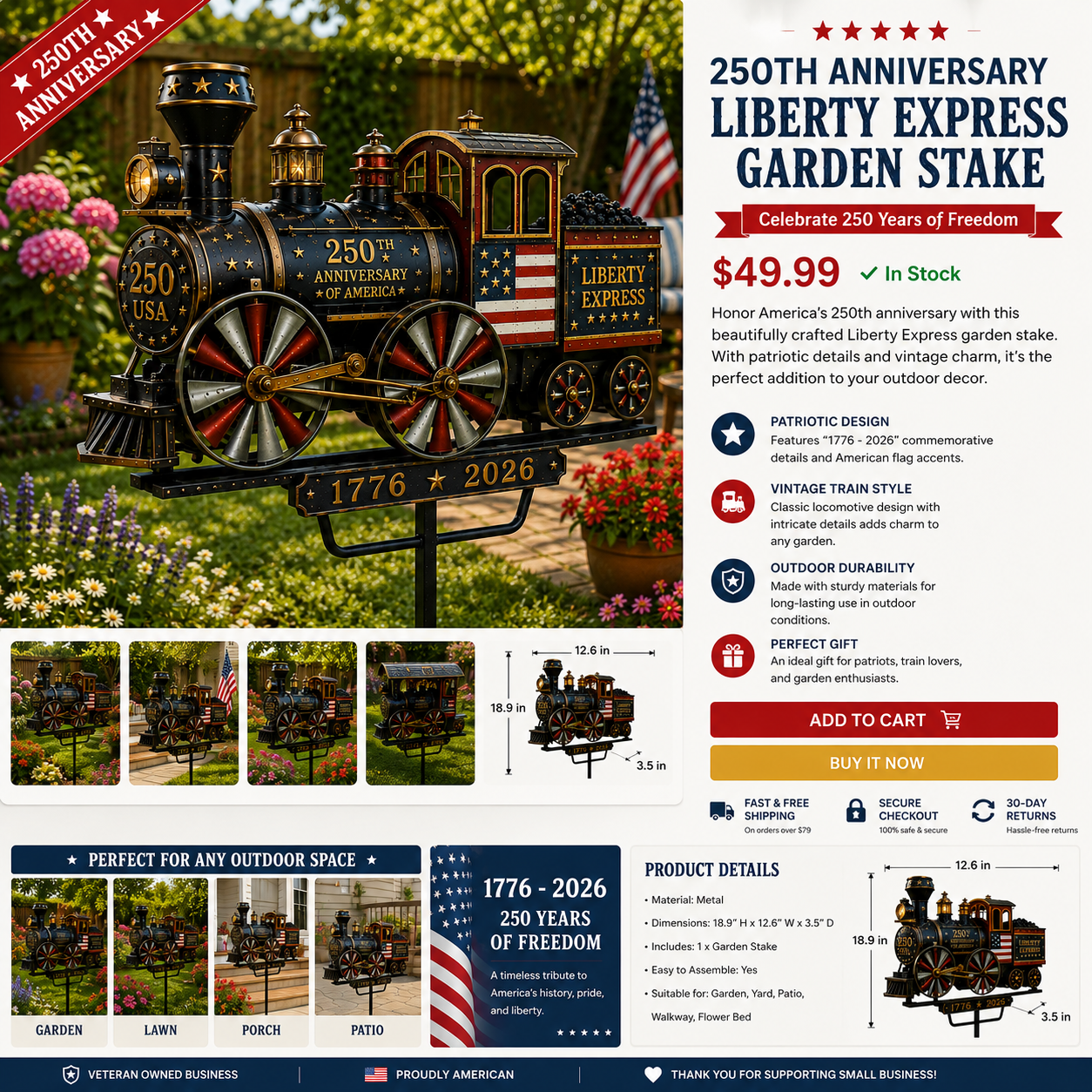 đ„Limited time 55% OFFđ„đUSA 250 âLiberty Expressâ Train Garden Wind Spinner -âïž (Free Delivery Fee)