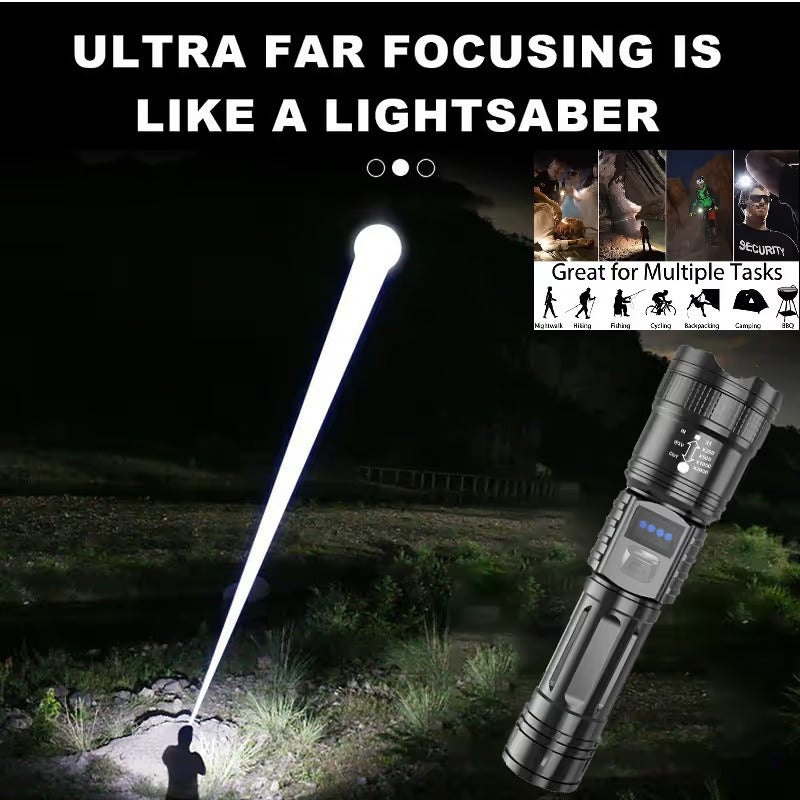 🔦 High-Power Flashlight – Super Bright Rechargeable LED Torch for Camping, Hiking, Emergency & Home Use, Long Battery Life, Zoomable Beam