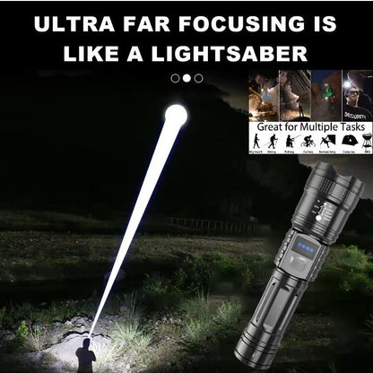🔦 High-Power Flashlight – Super Bright Rechargeable LED Torch for Camping, Hiking, Emergency & Home Use, Long Battery Life, Zoomable Beam