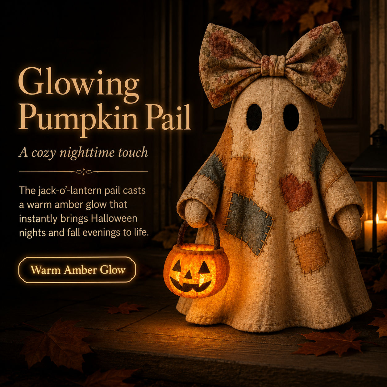 🔥 40% OFF TODAY - 👻🎃 Vintage Patchwork Ghost Decor✨ LED Pumpkin Lantern