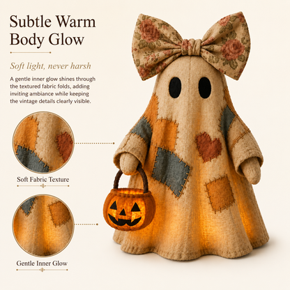 🔥 40% OFF TODAY - 👻🎃 Vintage Patchwork Ghost Decor✨ LED Pumpkin Lantern