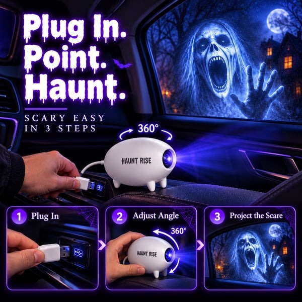 👿 Halloween Window Projector — Spooky Films, USB Powered Holiday Decor