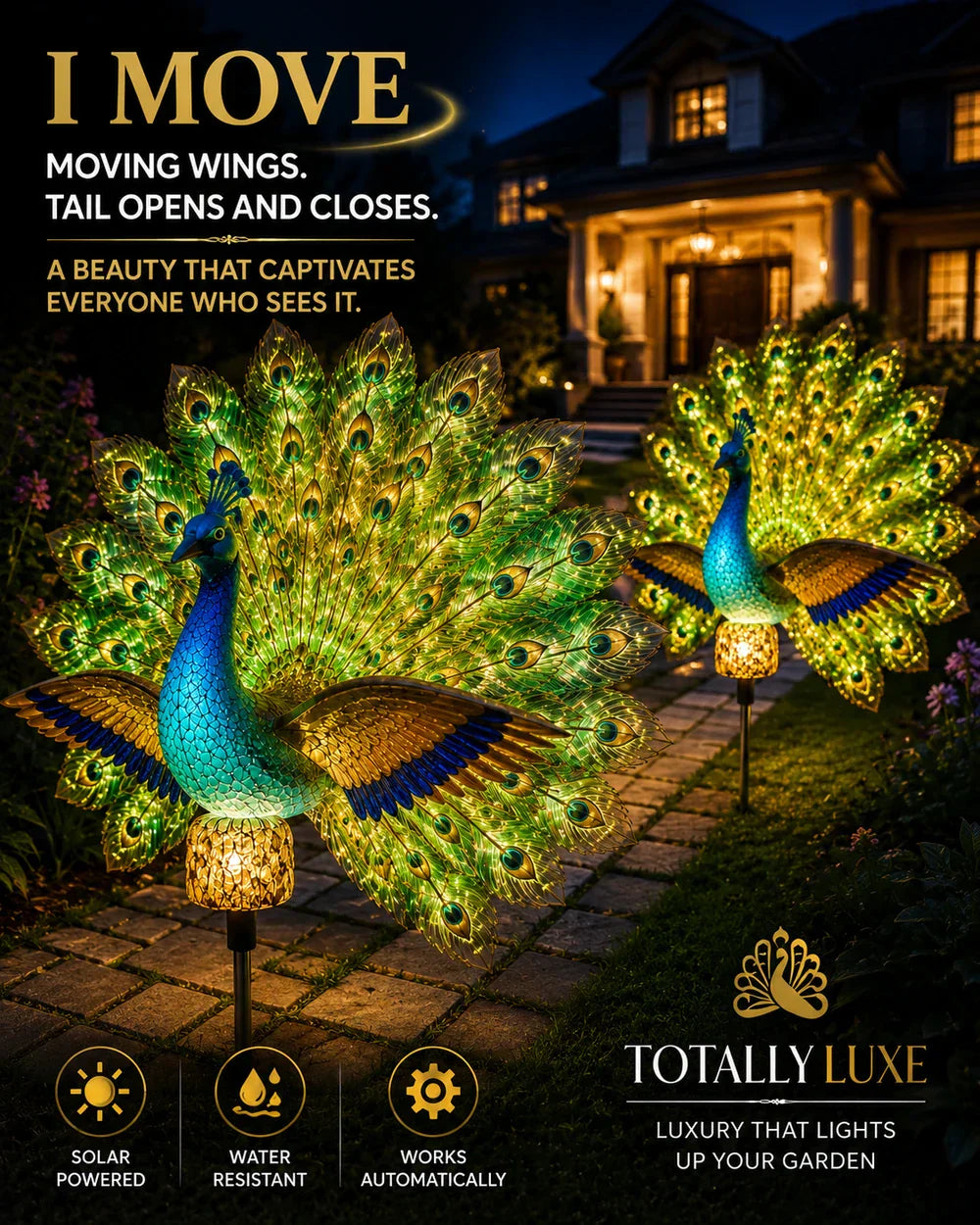 🦚Solar Peacock Garden Sculpture-Daylight charges it. Dusk brings it to life.
