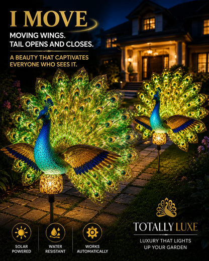🦚Solar Peacock Garden Sculpture-Daylight charges it. Dusk brings it to life.