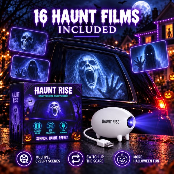 👿 Halloween Window Projector — Spooky Films, USB Powered Holiday Decor