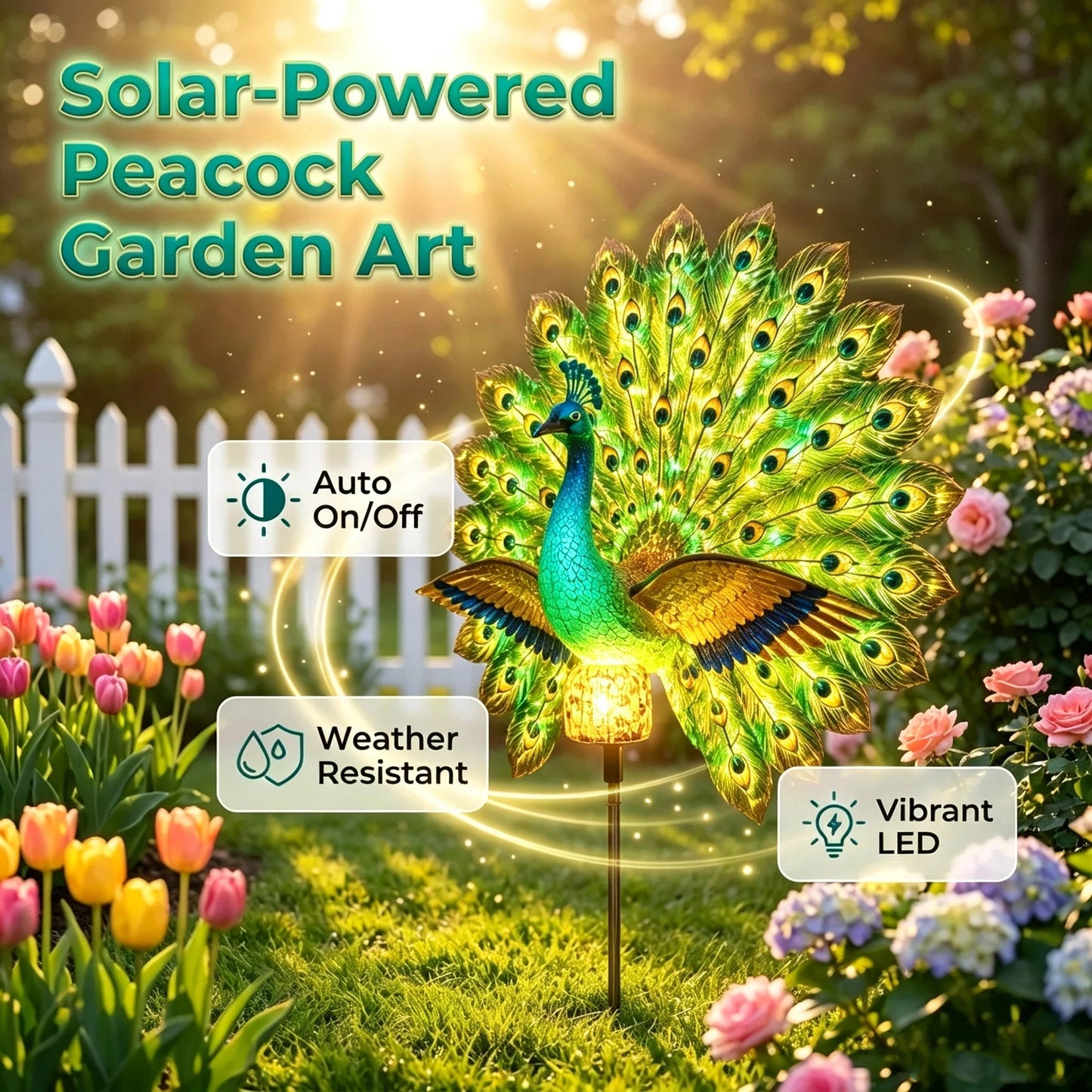 ☀ Last Day 58% OFF 🦚 Animated Solar Peacock Garden Sculpture
