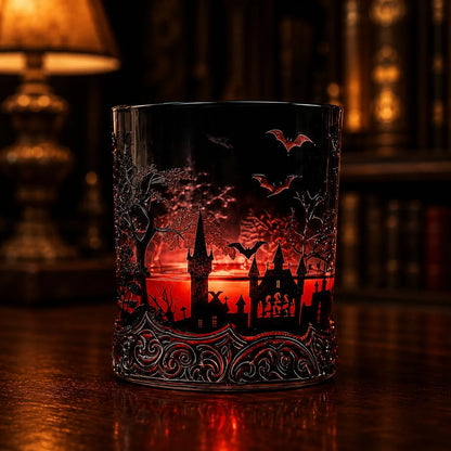 🦇 Gotische Vampirschloss-Whiskykaraffe & Whiskyglas