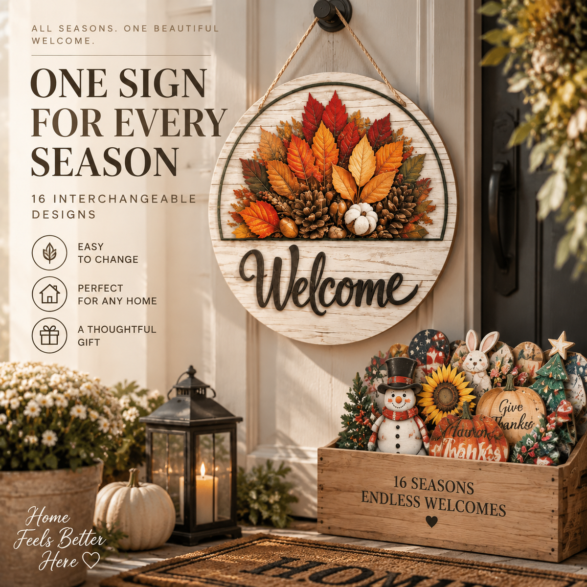 🔥LIMITED-TIME 50% OFF — 16 Pcs Interchangeable Welcome Sign for Front Door