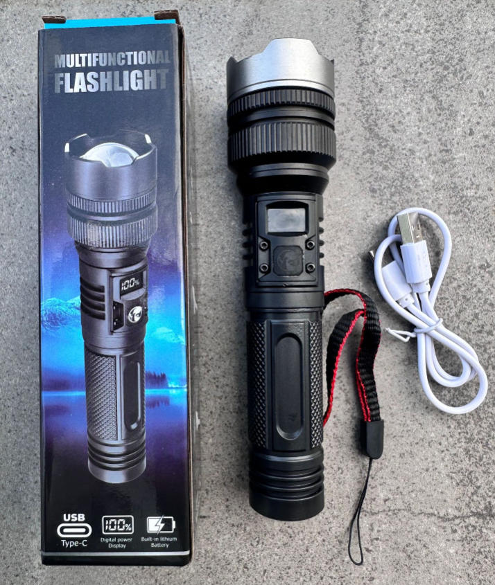 🔦 High-Power Flashlight – Super Bright Rechargeable LED Torch for Camping, Hiking, Emergency & Home Use, Long Battery Life, Zoomable Beam