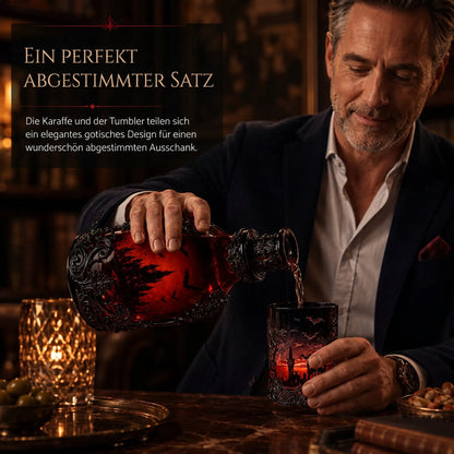 🦇 Gotische Vampirschloss-Whiskykaraffe & Whiskyglas