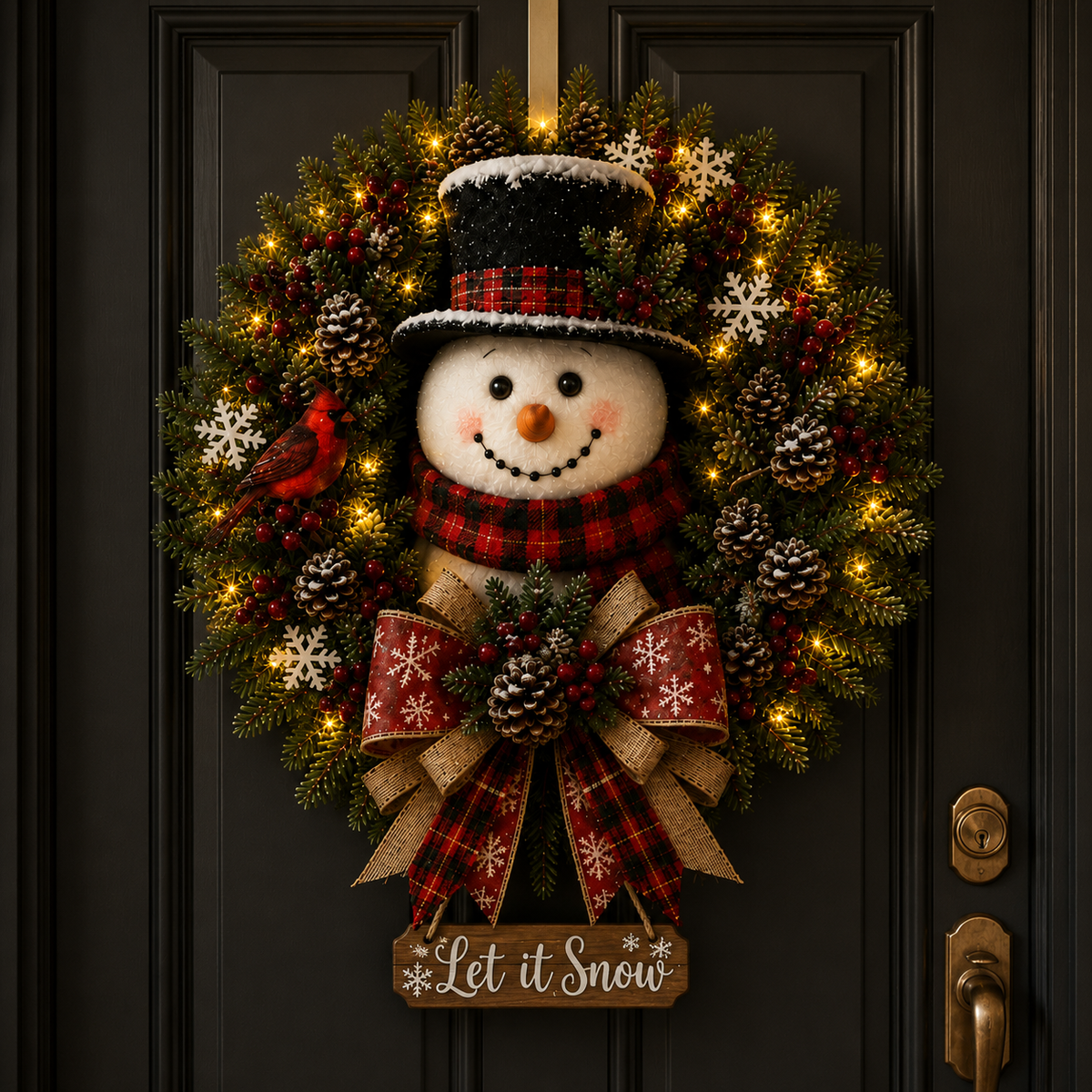 ✨✨Hot Sale 40% OFF⛄ Snowman Lighted Christmas Wreath™ – Festive Holiday Door Decor
