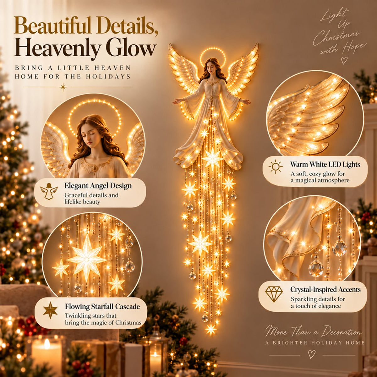 ✨Last Day 50% OFF✨ Angel Blessing Starfall Wall LightTM – Heavenly Christmas Wall Decor(84*20cm)