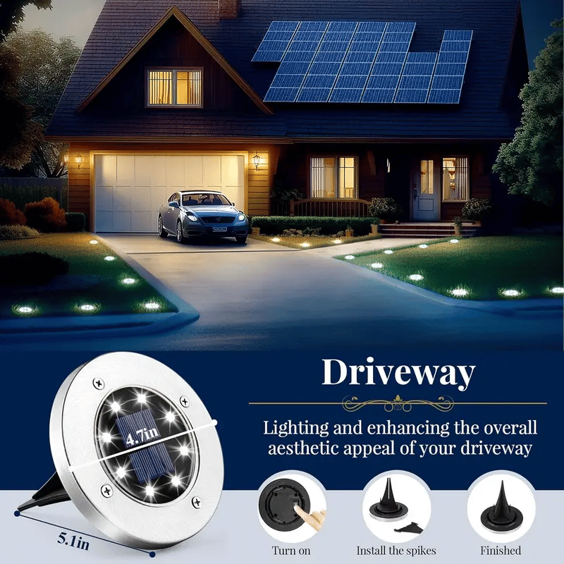 8-LED Solar Garden Light – IP65 Waterproof, Auto Sensor, Wireless