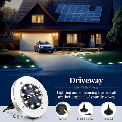 8-LED Solar Garden Light – IP65 Waterproof, Auto Sensor, Wireless
