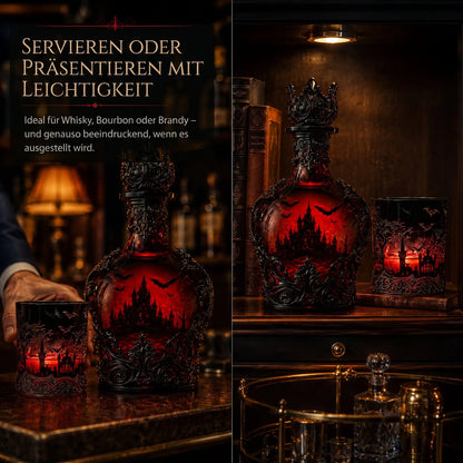 🦇 Gotische Vampirschloss-Whiskykaraffe & Whiskyglas