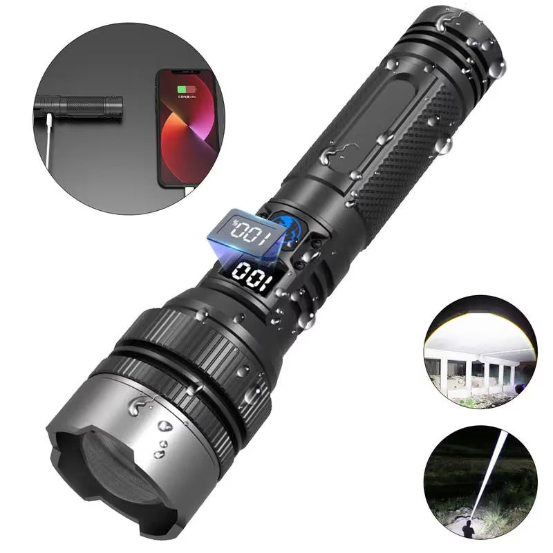 🔦 High-Power Flashlight – Super Bright Rechargeable LED Torch for Camping, Hiking, Emergency & Home Use, Long Battery Life, Zoomable Beam