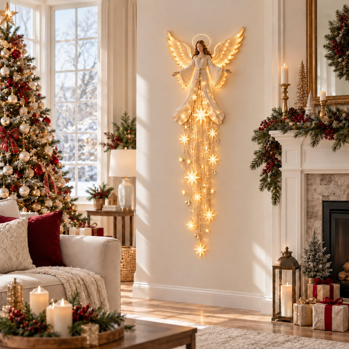 ✨Last Day 50% OFF✨ Angel Blessing Starfall Wall LightTM – Heavenly Christmas Wall Decor(84*20cm)