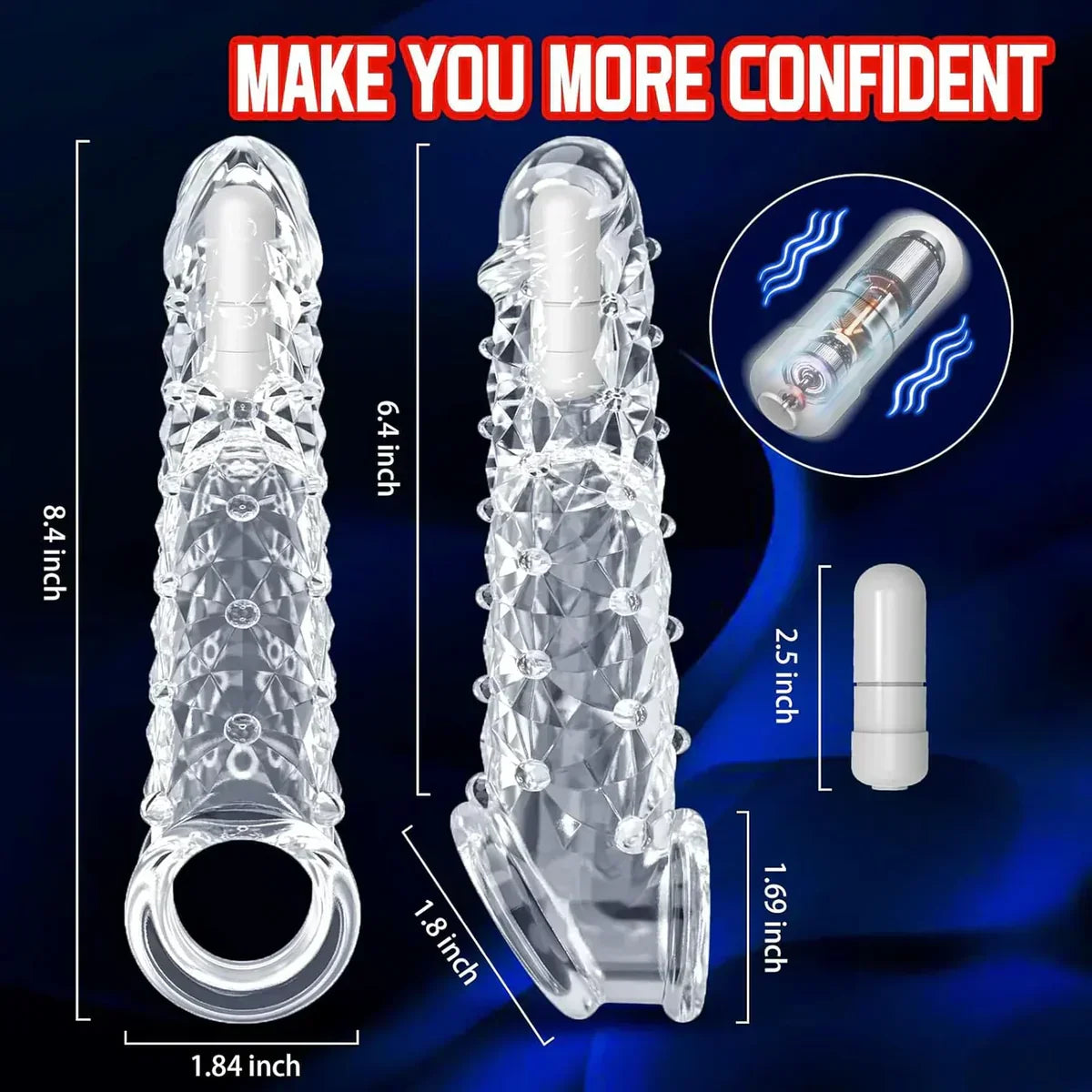 Vibrating Crystal Sleeve Fit  All Men