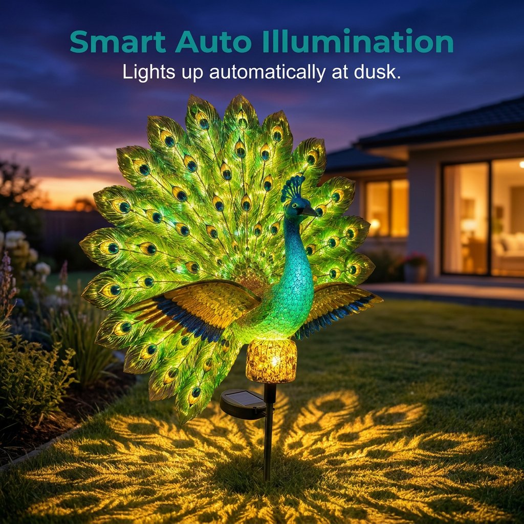 ☀ Last Day 58% OFF 🦚 Animated Solar Peacock Garden Sculpture