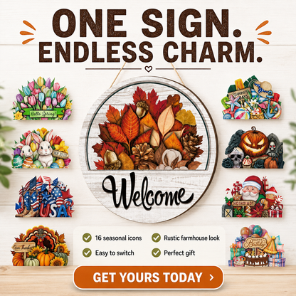 🔥LIMITED-TIME 50% OFF — 16 Pcs Interchangeable Welcome Sign for Front Door