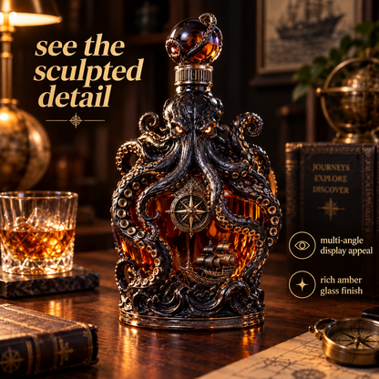 🐙Tiworld Voyage Octopus Whiskey Decanter | Gothic Nautical Bar Centerpiece
