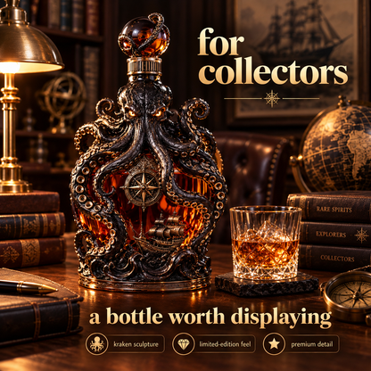 🐙Tiworld Voyage Octopus Whiskey Decanter | Gothic Nautical Bar Centerpiece
