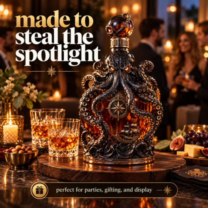 🐙Tiworld Voyage Octopus Whiskey Decanter | Gothic Nautical Bar Centerpiece