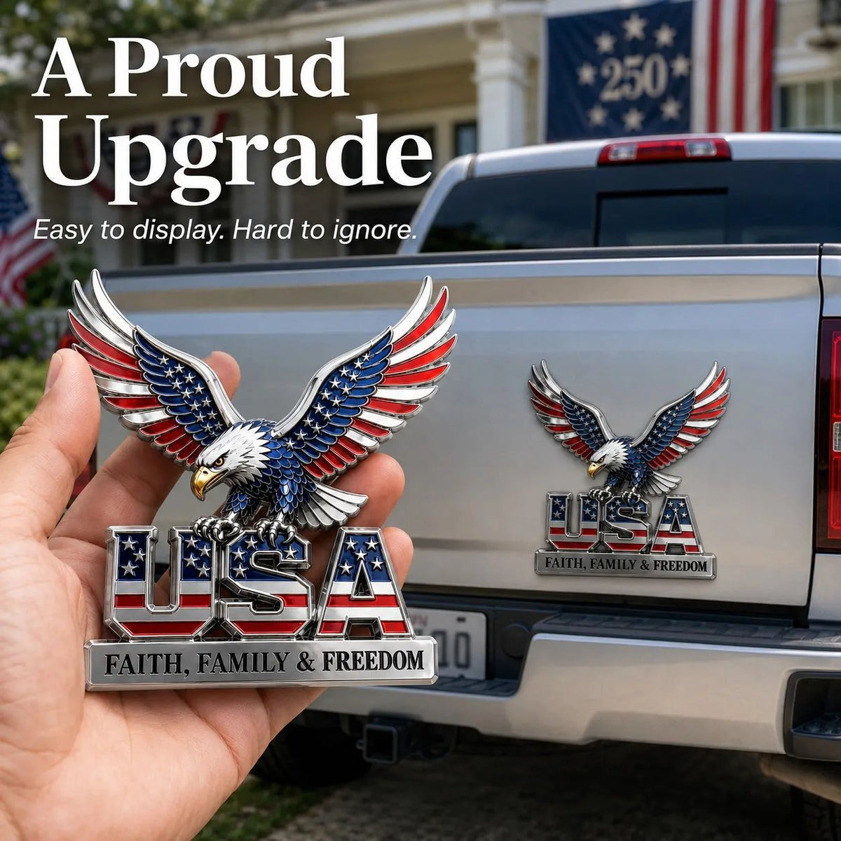 🇺🇸250th Anniversary 50% OFF - ★USA Faith, Family & Freedom★ Metal Emblem