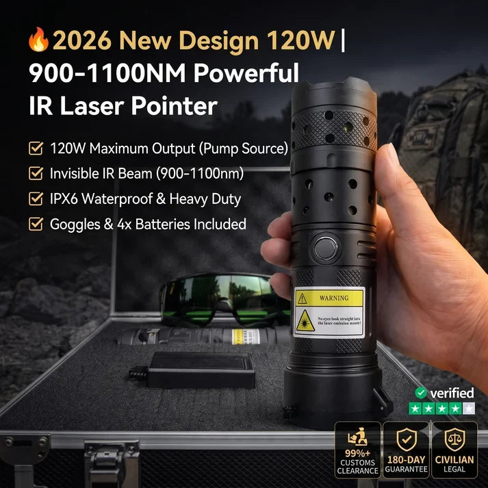 ⚡2026 New Design 120W 900-1100NM Powerful IR Laser Pointer