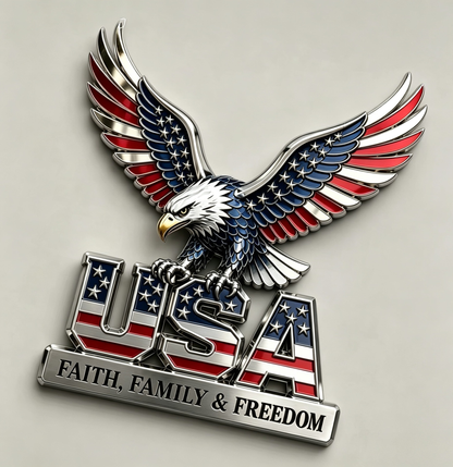 🇺🇸250th Anniversary 50% OFF - ★USA Faith, Family & Freedom★ Metal Emblem