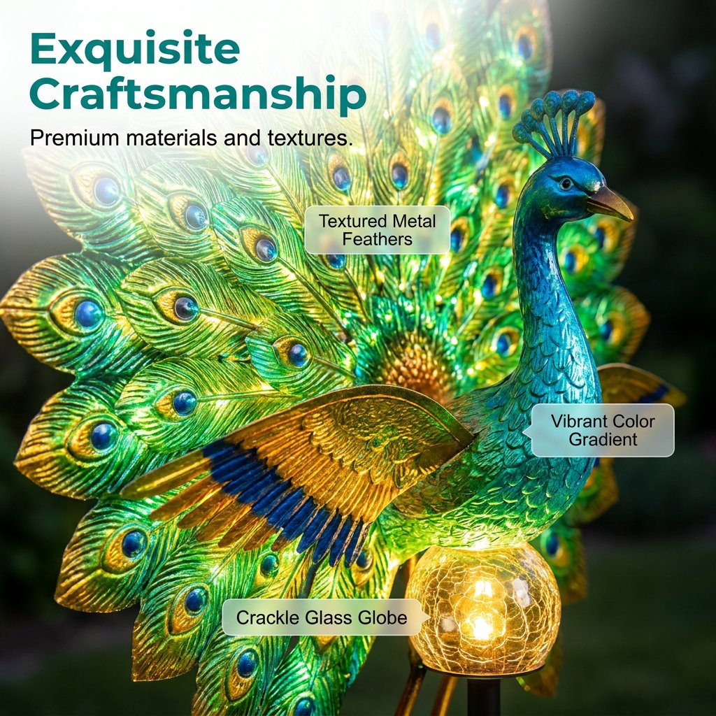 ☀ Last Day 58% OFF 🦚 Animated Solar Peacock Garden Sculpture