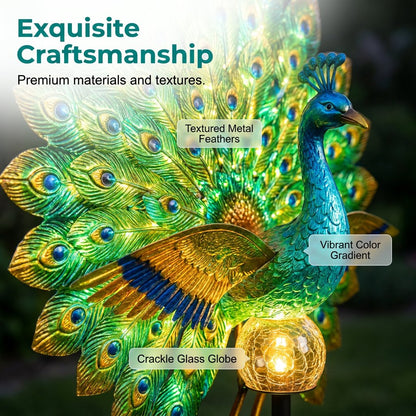 ☀ Last Day 58% OFF 🦚 Animated Solar Peacock Garden Sculpture