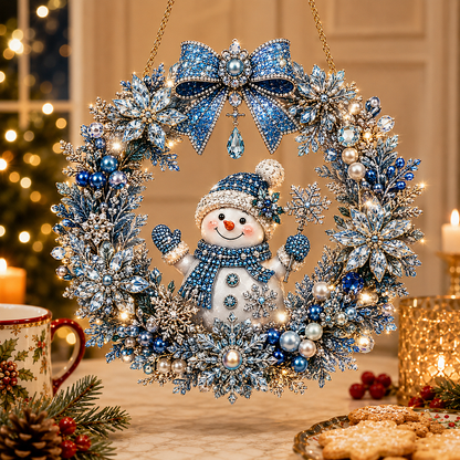 DIY Christmas Pearl Art Diamond Painting Acrylic Wreath Pendant