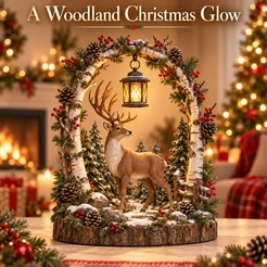 🐮 Highland Cow Christmas Woodland Lantern Decor 🎄 – Rustic Lighted Farmhouse Winter Tabletop Decoration 🎁