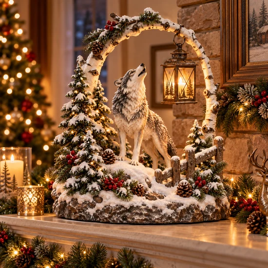 🐮 Highland Cow Christmas Woodland Lantern Decor 🎄 – Rustic Lighted Farmhouse Winter Tabletop Decoration 🎁