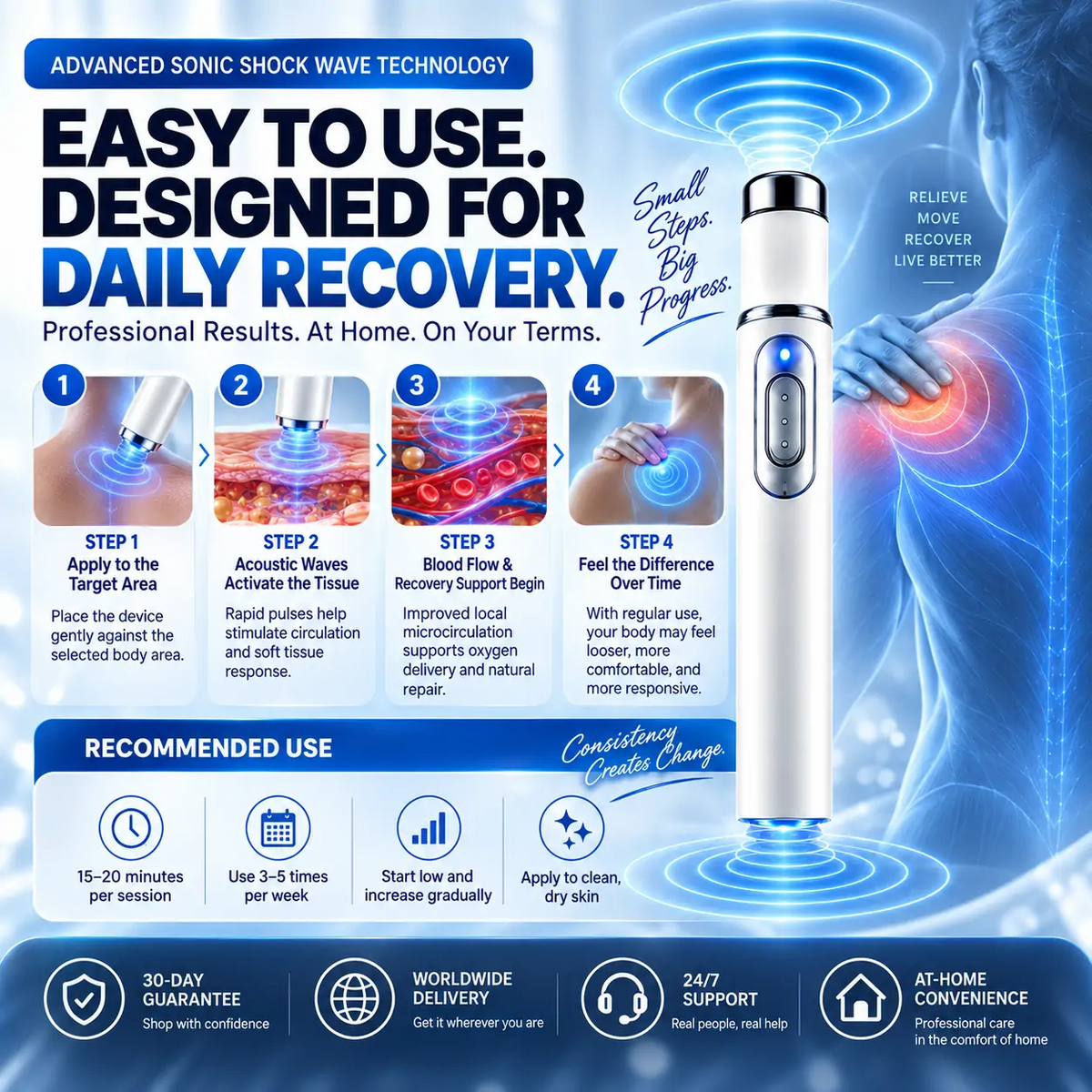 🔥ULTRASONIC SHOCK WAVE BODY THERAPY MASSAGER——Enhances bust and lifts buttocks. Fuel Muscle Growth.Boost Circulation. Relieve Pain.